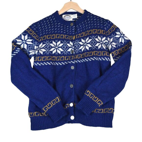 Cambridge Dry Goods Wool Sweater Blue Nordic Fair Isle Pullover Women’s Vintage - Picture 1 of 7